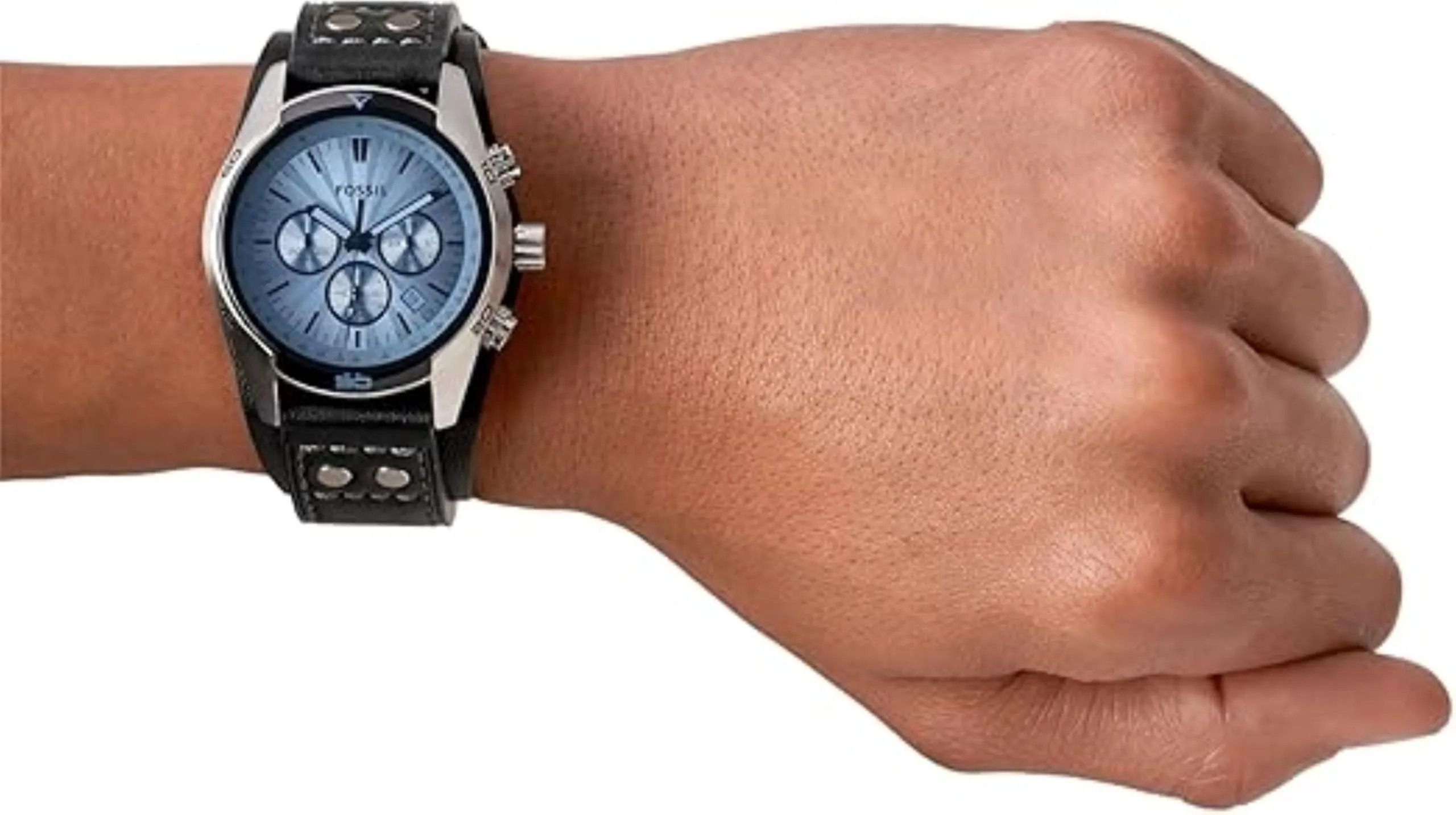 Fossil Coachman Orologio da Uomo Cronografo CH2564, Acciaio Inossidabile 45 mm, Cinturino in Pelle Blu - immagine 4