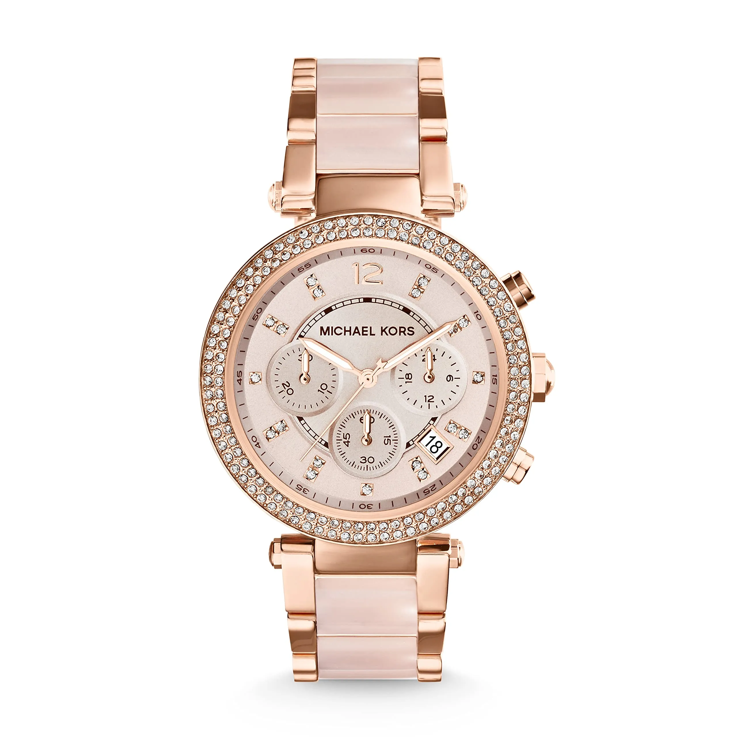 Michael Kors Parker MK5896 Orologio Cronografo Donna in Acciaio Inossidabile Oro Rosa e Rosa Chiaro - immagine 1