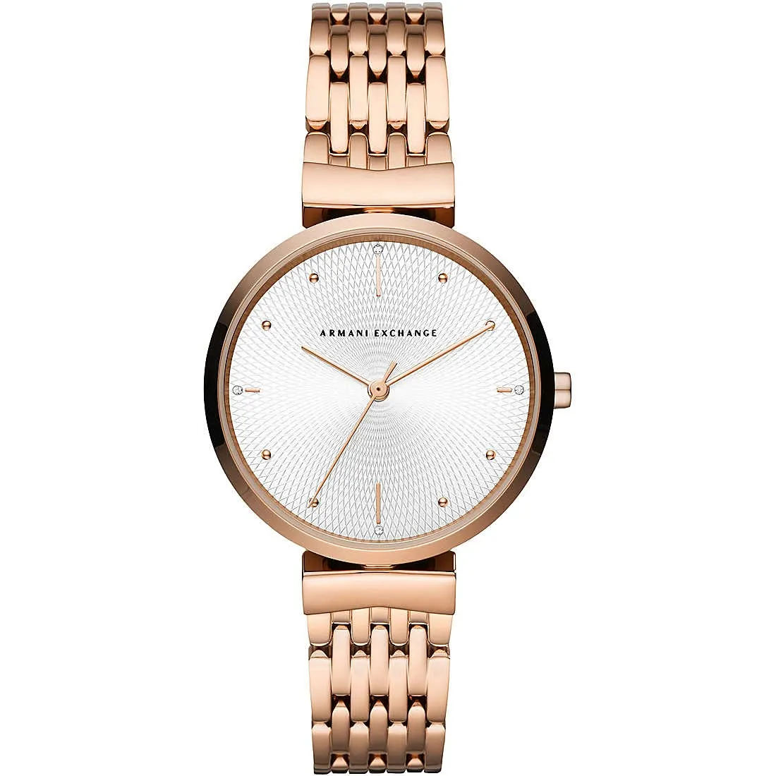Armani Exchange AX5901 Orologio da donna, cassa 36 mm in acciaio inossidabile oro rosa e bianco - immagine 2