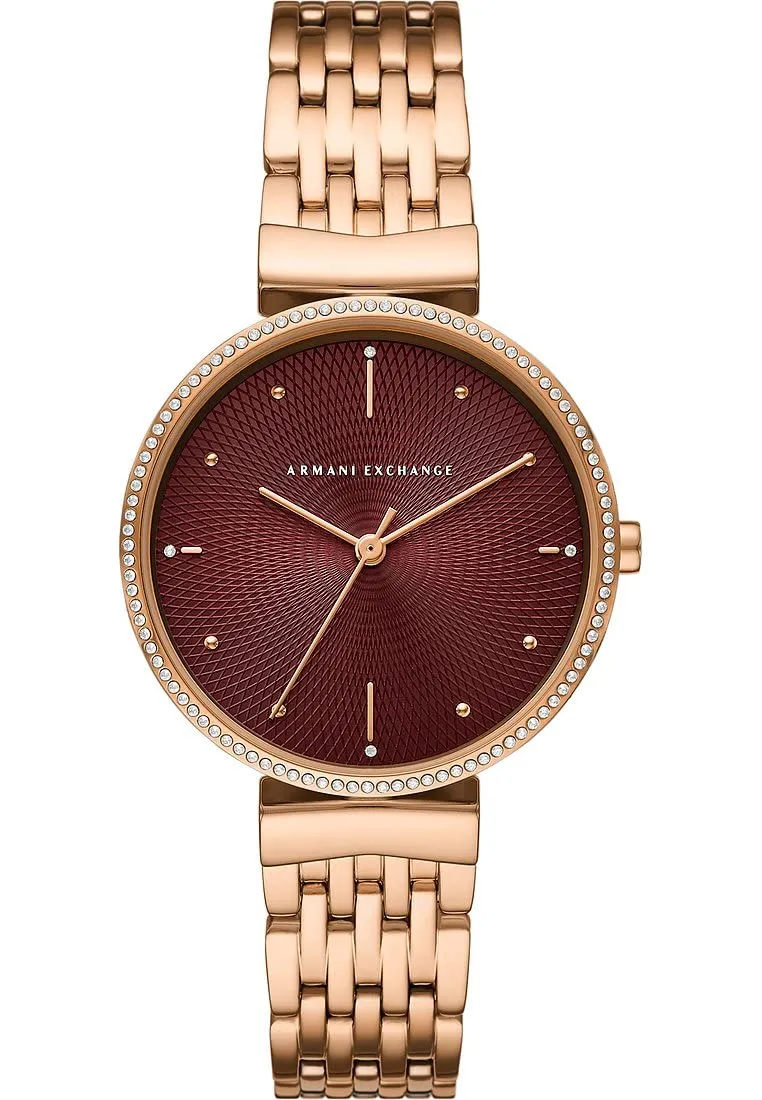 Armani Exchange Orologio Donna AX5912 in Acciaio Inossidabile Oro Rosa e Borgogna, Cassa 36 mm - immagine 1