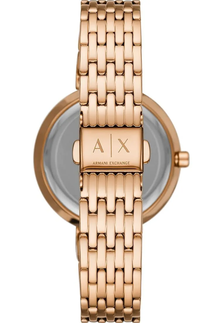Armani Exchange Orologio Donna AX5912 in Acciaio Inossidabile Oro Rosa e Borgogna, Cassa 36 mm - immagine 2