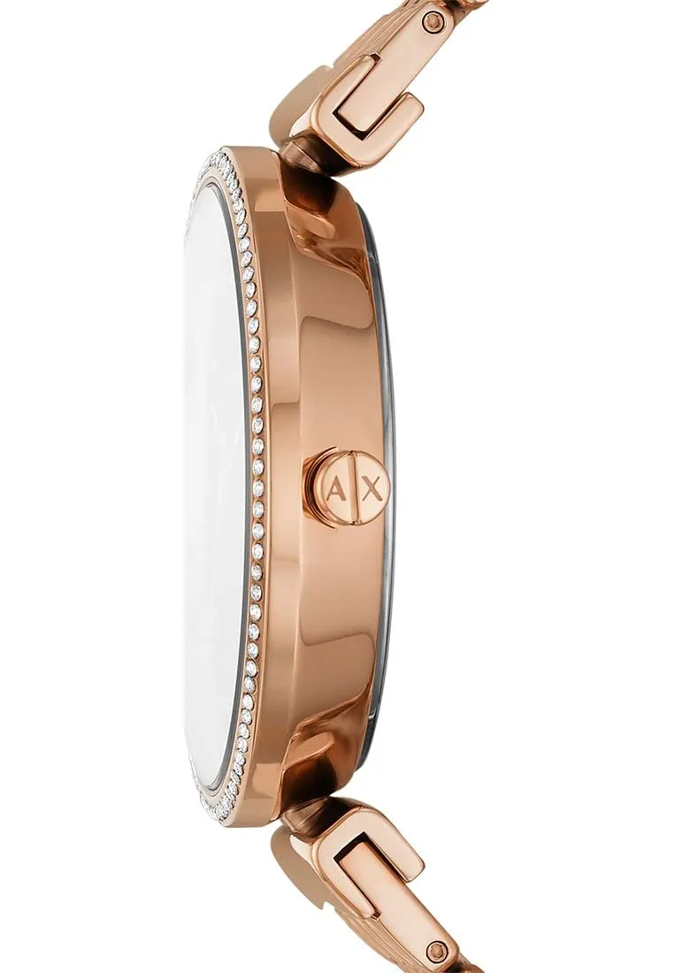 Armani Exchange Orologio Donna AX5912 in Acciaio Inossidabile Oro Rosa e Borgogna, Cassa 36 mm - immagine 3