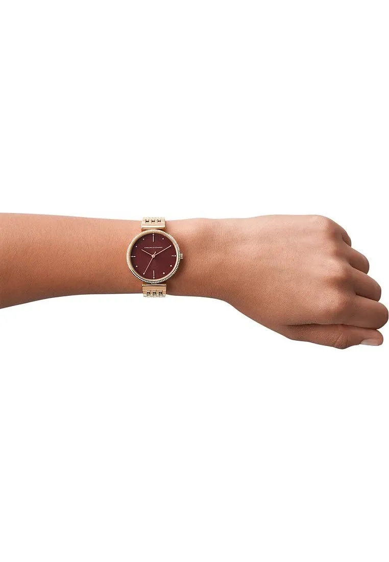 Armani Exchange Orologio Donna AX5912 in Acciaio Inossidabile Oro Rosa e Borgogna, Cassa 36 mm - immagine 5