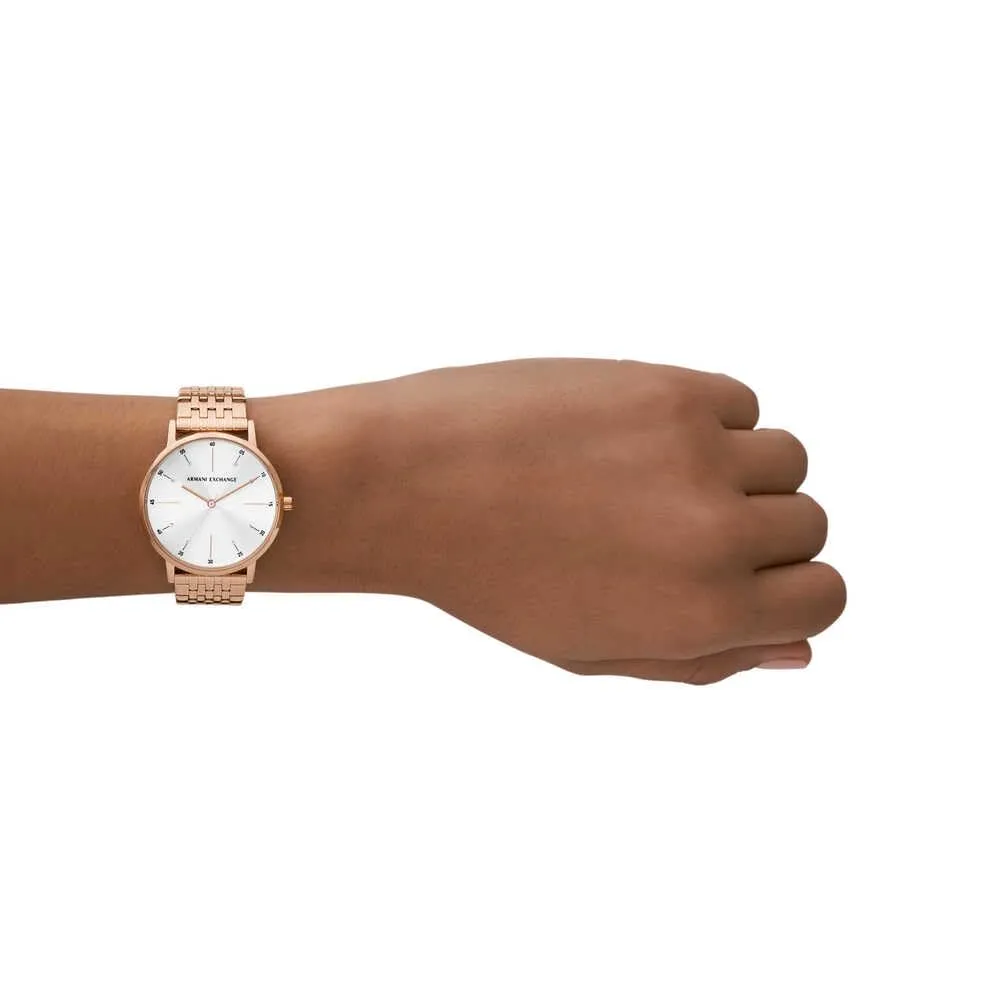 Armani Exchange AX7145SET Orologio Donna, Acciaio Inossidabile Oro Rosa, 36 mm, Set Oro Rosa e Bianco - immagine 2