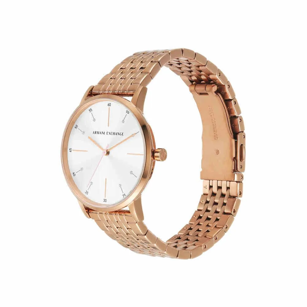 Armani Exchange AX7145SET Orologio Donna, Acciaio Inossidabile Oro Rosa, 36 mm, Set Oro Rosa e Bianco - immagine 3