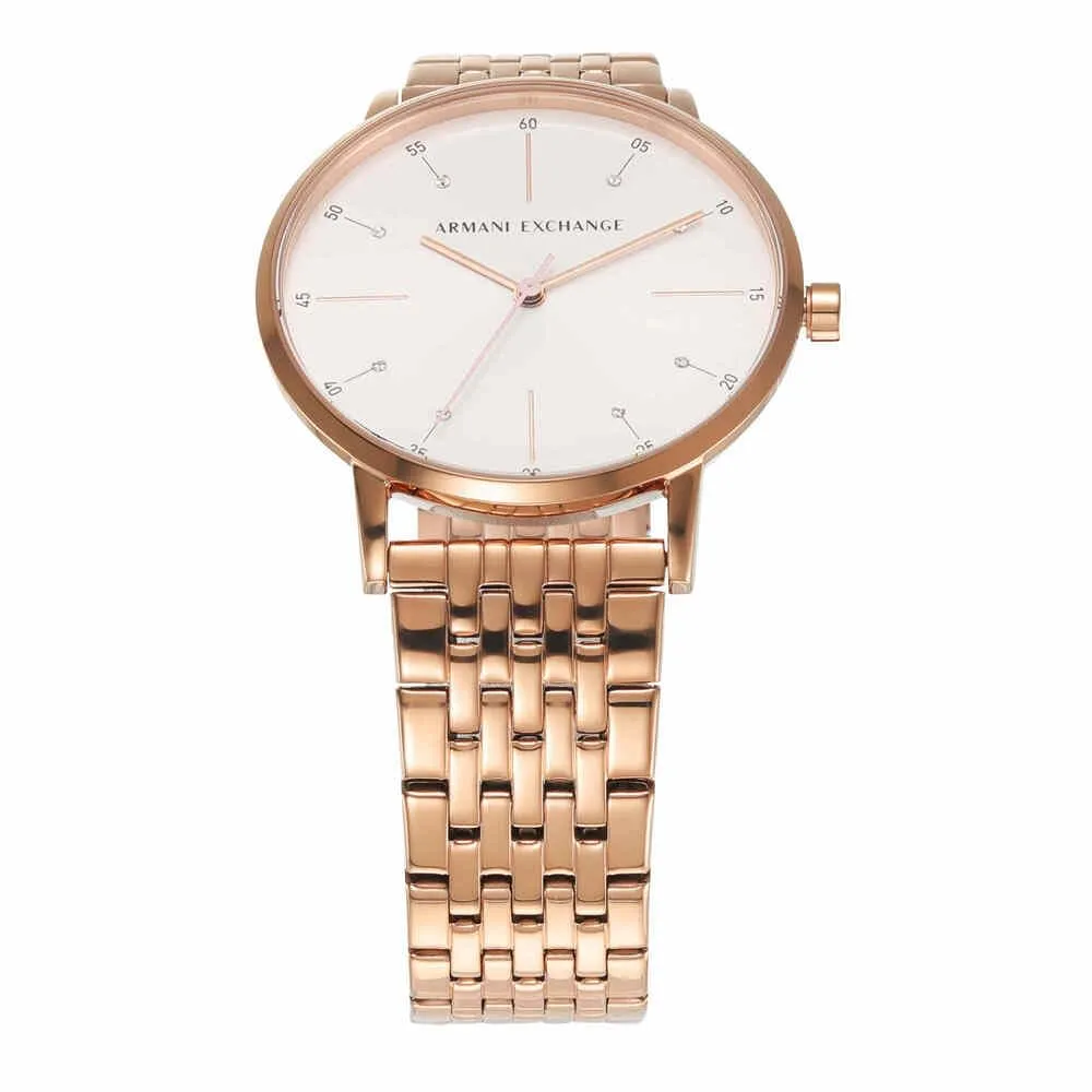 Armani Exchange AX7145SET Orologio Donna, Acciaio Inossidabile Oro Rosa, 36 mm, Set Oro Rosa e Bianco - immagine 4