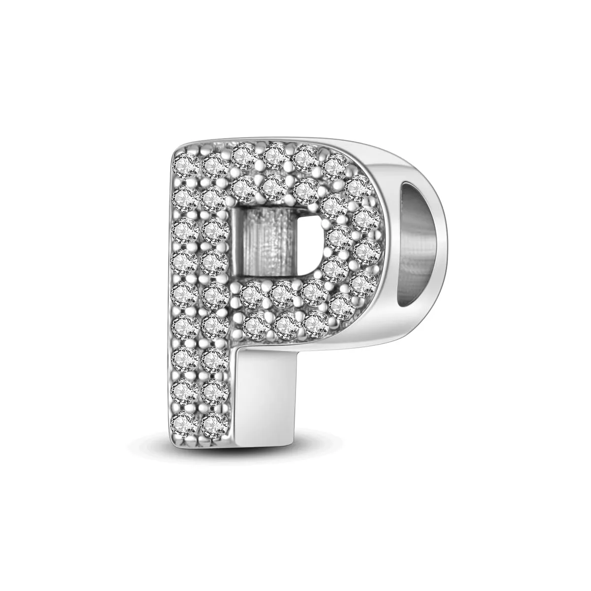 KUNSIR Sterling Silver 925 Letter Bead Charm with Cubic Zirconia for Pandora European Bracelets and Necklaces - immagine 1