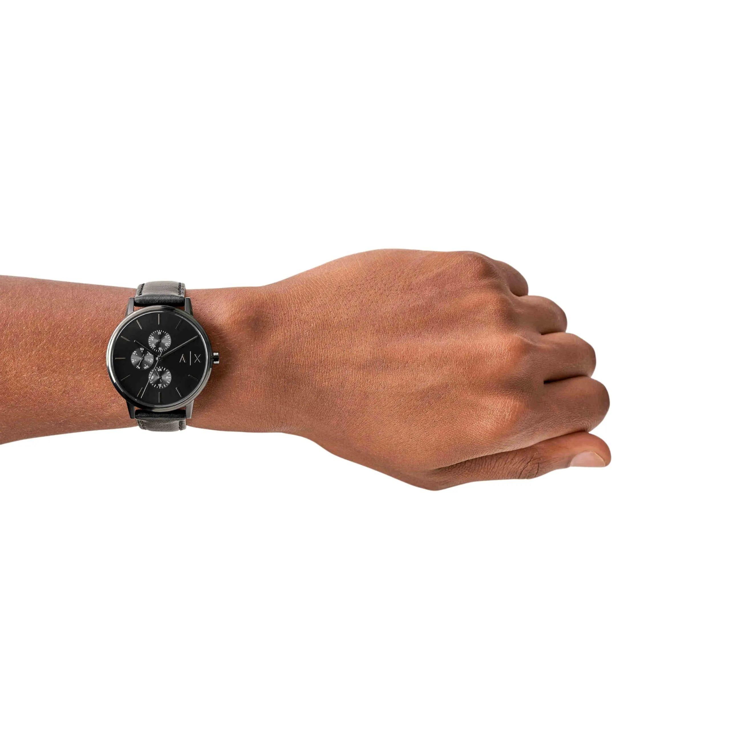 Armani Exchange AX2719 Orologio da uomo, movimento al quarzo multifunzione, cassa in acciaio inossidabile nero 42 mm, cinturino in pelle, Nero Jet - immagine 2