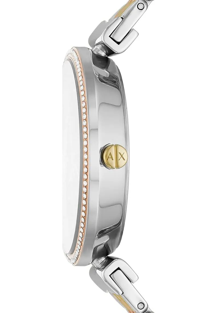 Armani Exchange AX5911 Orologio Donna in Acciaio Inossidabile 36mm, Argento e Nero - immagine 2