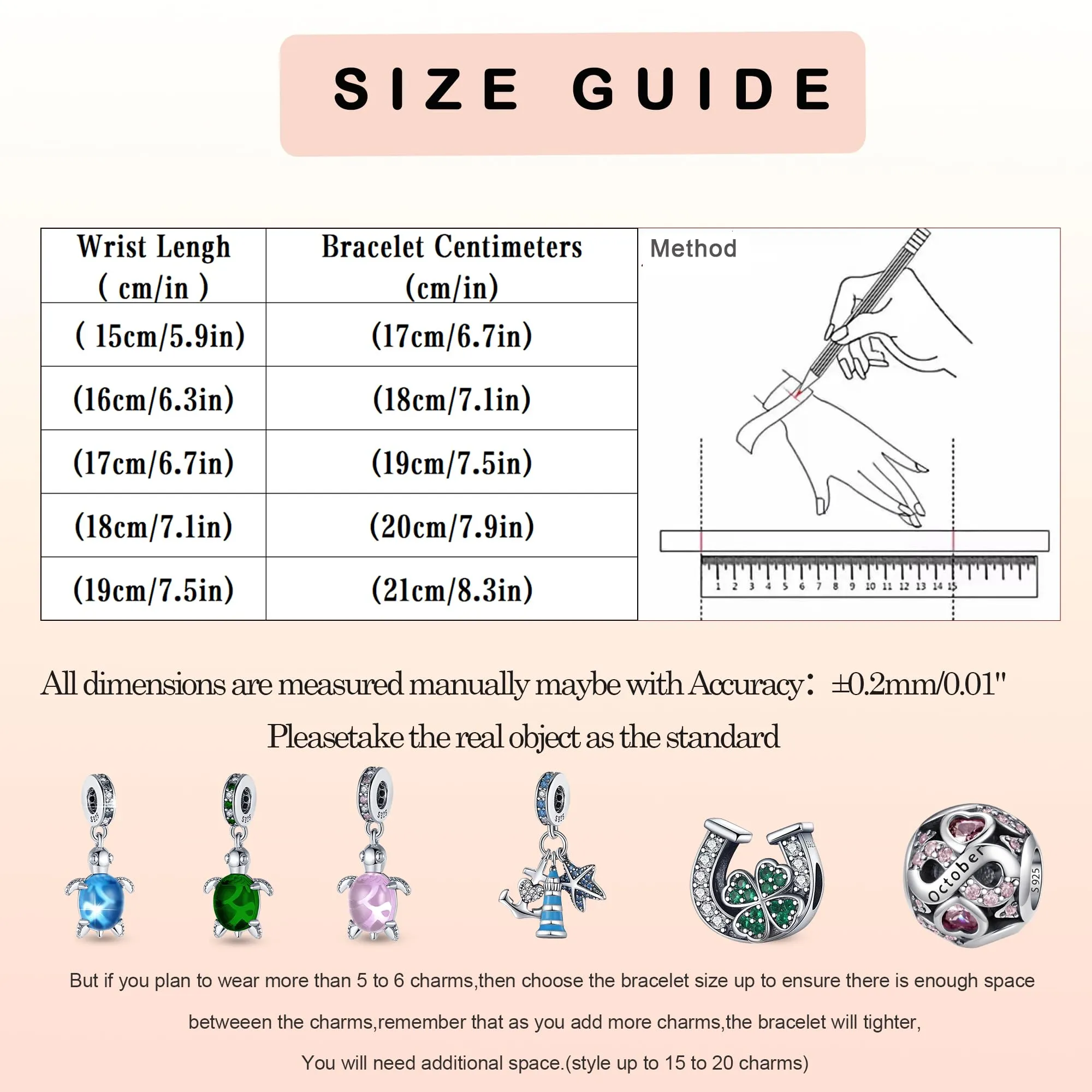 LNQOBU Bracciale in Argento Sterling Maglia Snake con Chiusura a Cuore Compatibile con Pandora Europei Charms da Donna, 18 cm - immagine 7