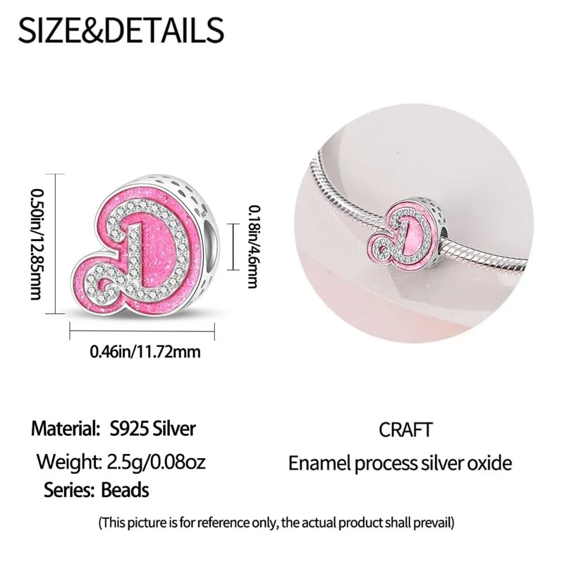 KUNSIR Ciondolo Lettere in Argento Sterling 925 con Cubic Zirconia per Braccialetti e Collane Europei - immagine 5