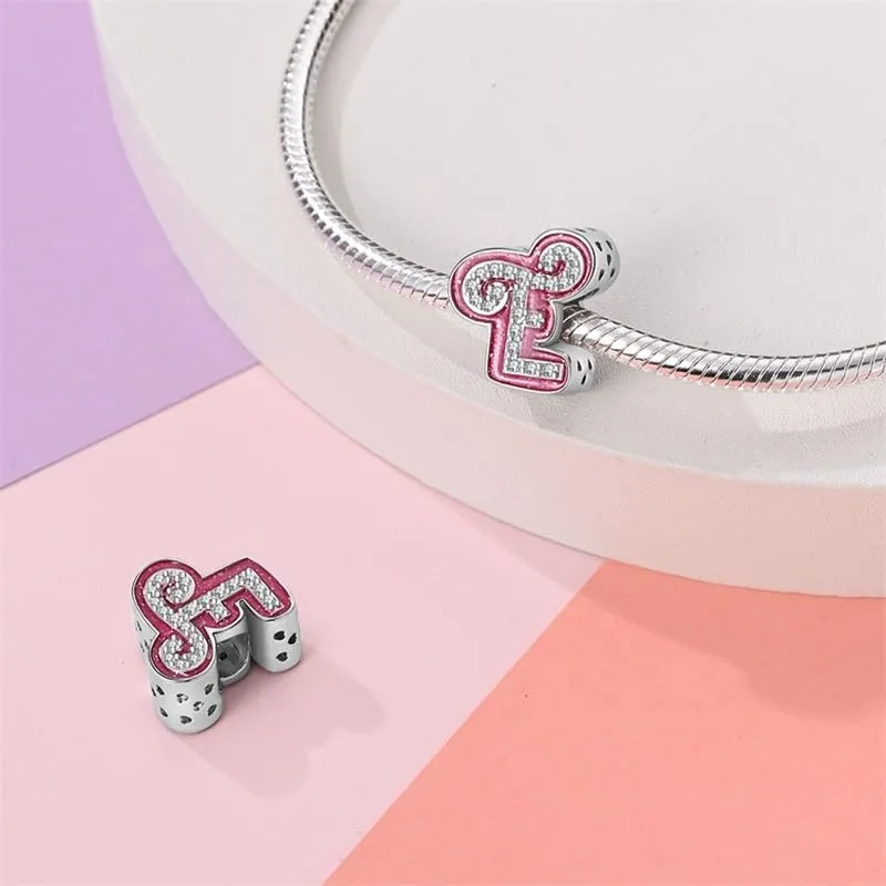 KUNSIR Ciondolo Lettere in Argento Sterling 925 con Cubic Zirconia per Braccialetti e Collane Europei - immagine 2