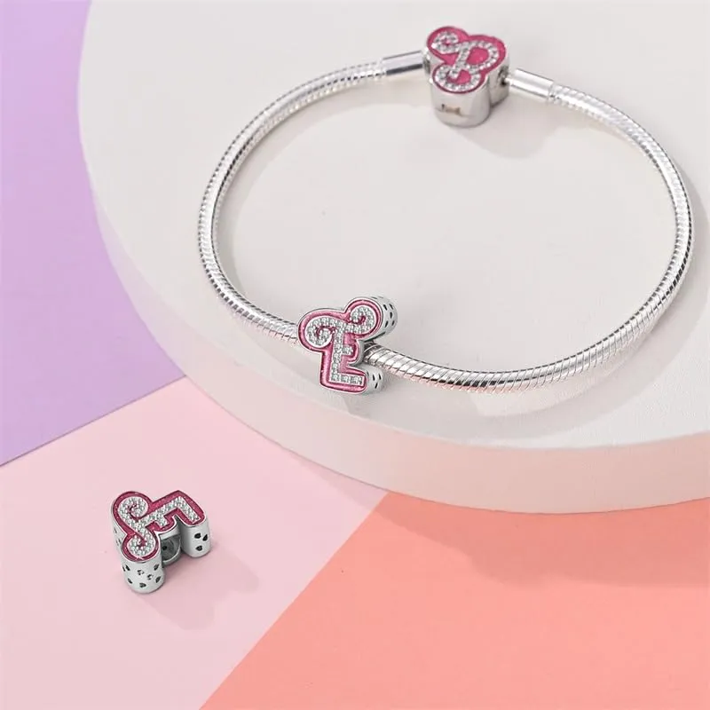 KUNSIR Ciondolo Lettere in Argento Sterling 925 con Cubic Zirconia per Braccialetti e Collane Europei - immagine 3