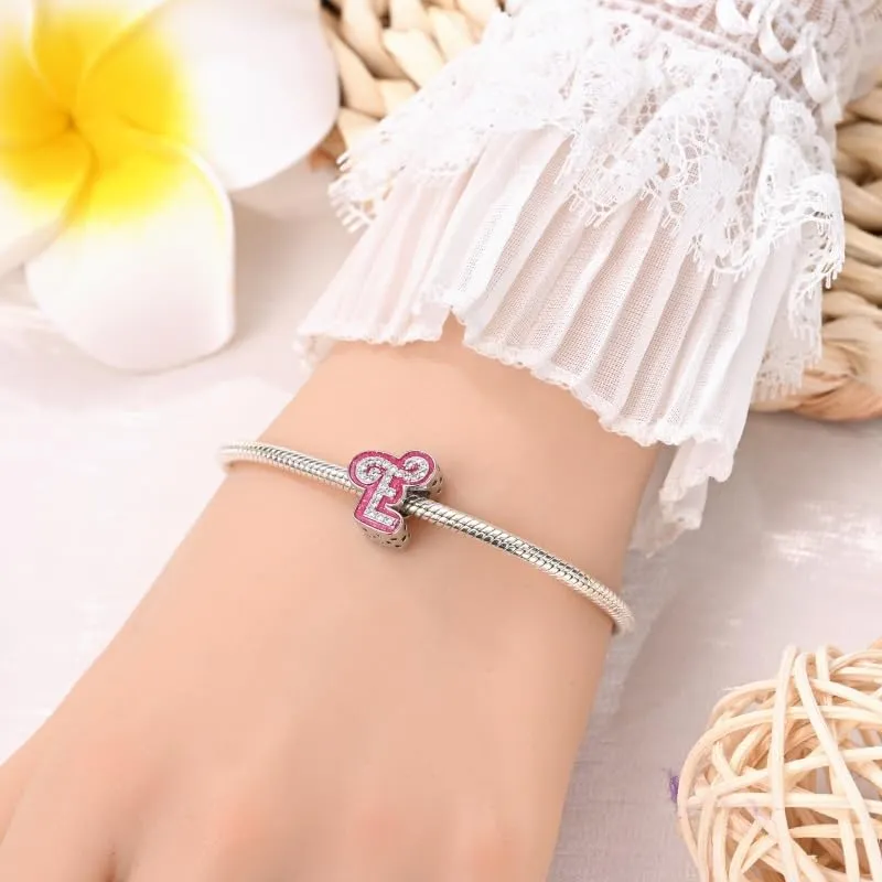 KUNSIR Ciondolo Lettere in Argento Sterling 925 con Cubic Zirconia per Braccialetti e Collane Europei - immagine 4