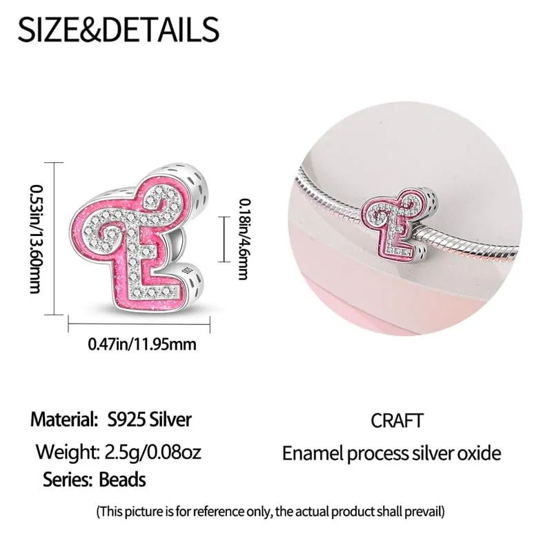 KUNSIR Ciondolo Lettere in Argento Sterling 925 con Cubic Zirconia per Braccialetti e Collane Europei - immagine 5