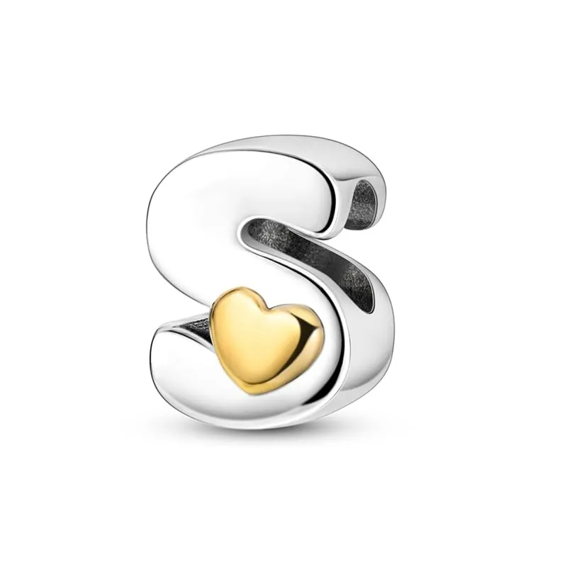 KUNSIR Bead Charm Lettere in Argento Sterling 925 con Cubic Zirconia per Braccialetti e Collane Europei - immagine 1