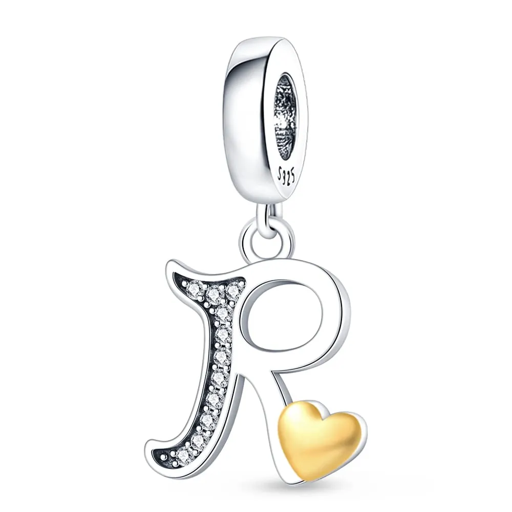 KUNSIR Ciondolo Lettere in Argento Sterling 925 e Cubic Zirconia per Braccialetti e Collane Europei - immagine 1