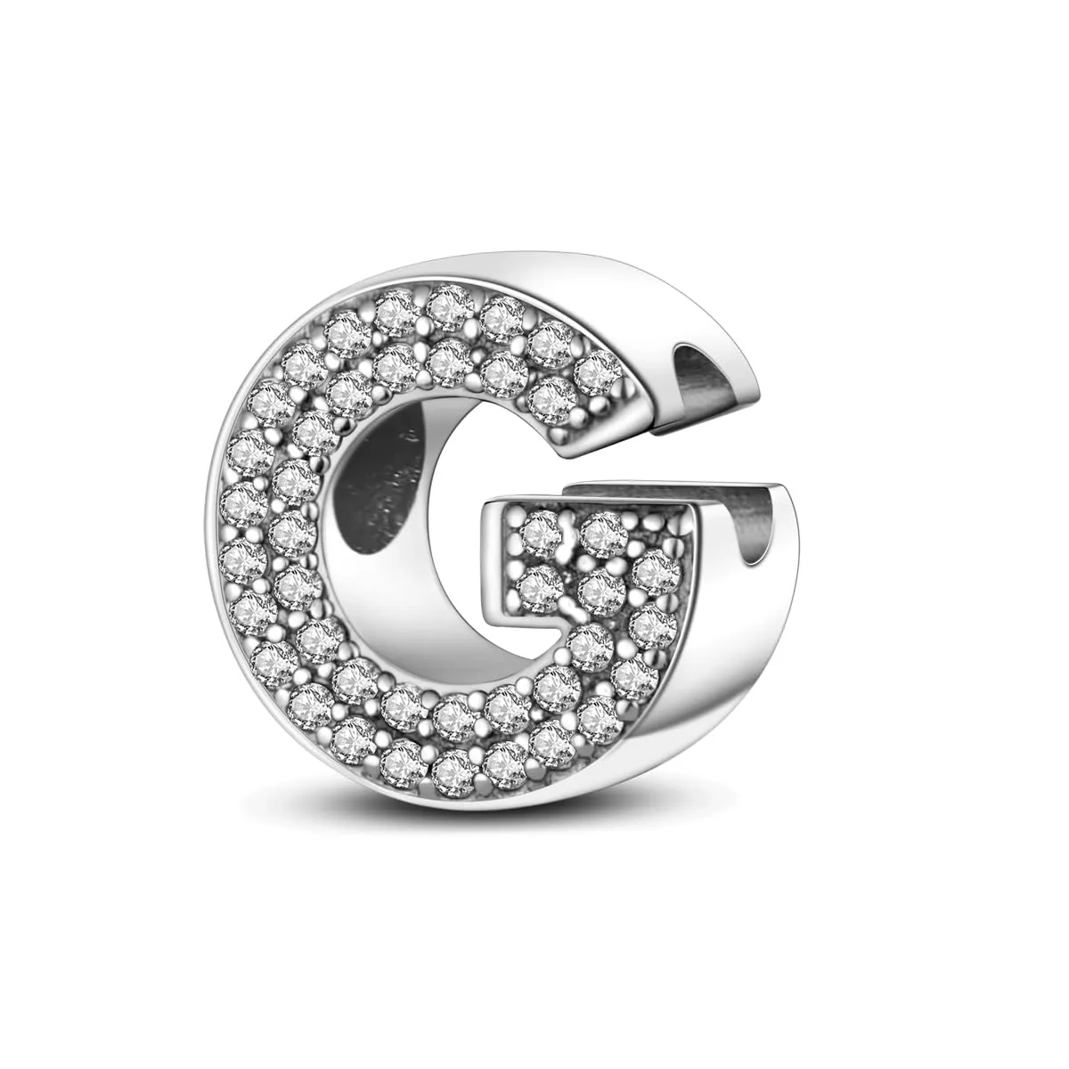 KUNSIR Bead Charm Ciondolo Argento Sterling 925 Lettere con Cubic Zirconia per Pandora Braccialetti, Collane Europee - immagine 1