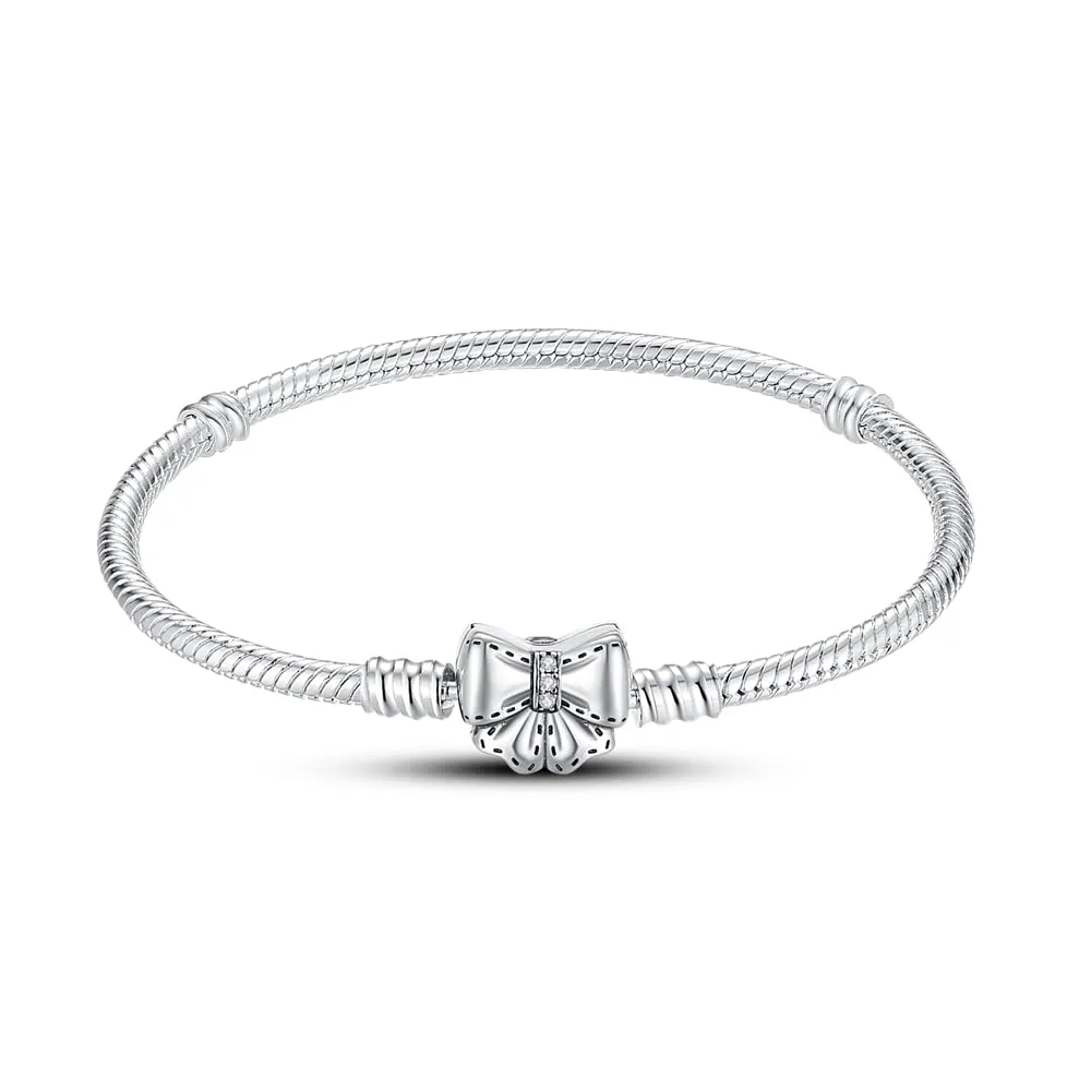 LNQOBU Bracciale in Argento con maglia Snake e chiusura a cuore Compatibile con Pandora Europei Charms da Donna - immagine 1
