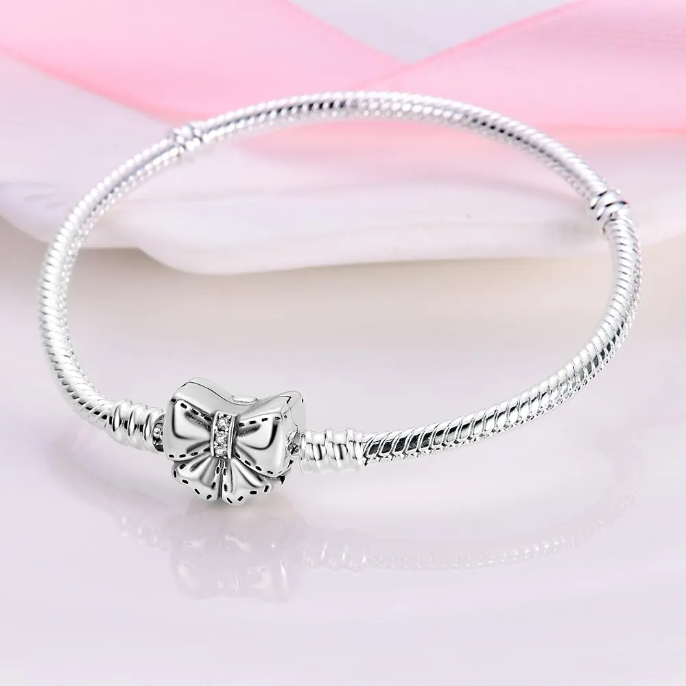 LNQOBU Bracciale in Argento Sterling Maglia Snake con Chiusura a Cuore Compatibile con Pandora Europei Charms da Donna, 20 cm - immagine 2