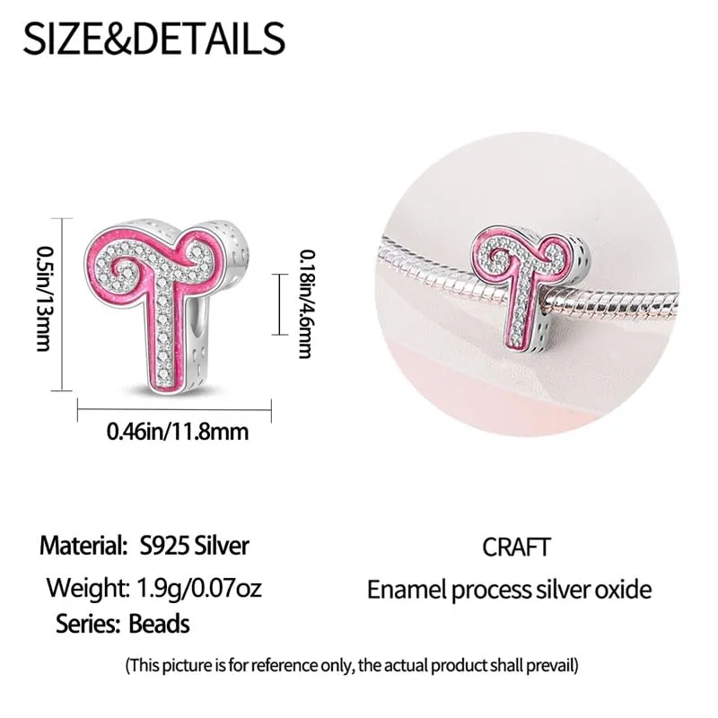 KUNSIR Ciondolo Lettere in Argento Sterling 925 con Cubic Zirconia, Compatibile con Braccialetti e Collane Europei - immagine 5
