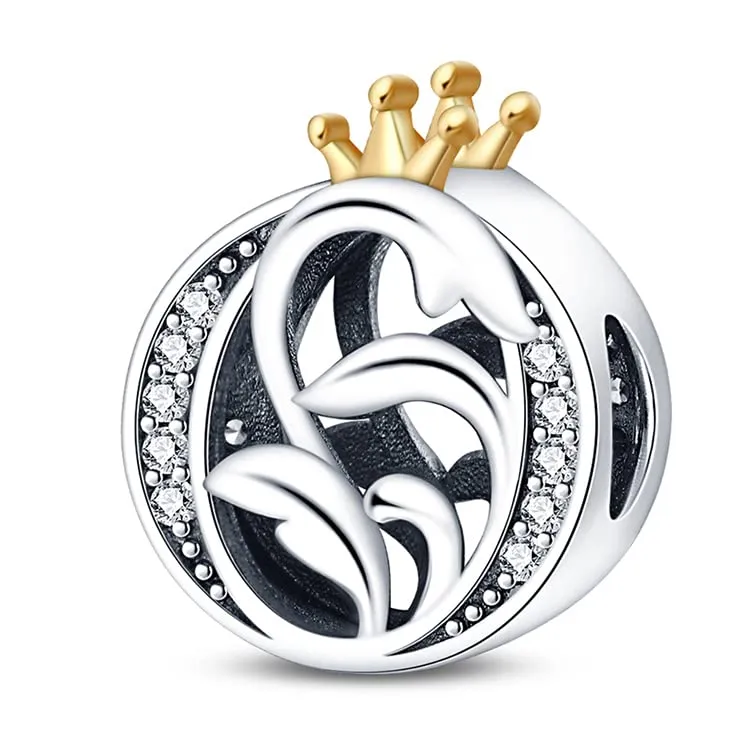KUNSIR Ciondolo Lettere in Argento Sterling 925 con Cubic Zirconia per Braccialetti e Collane Europei - immagine 1