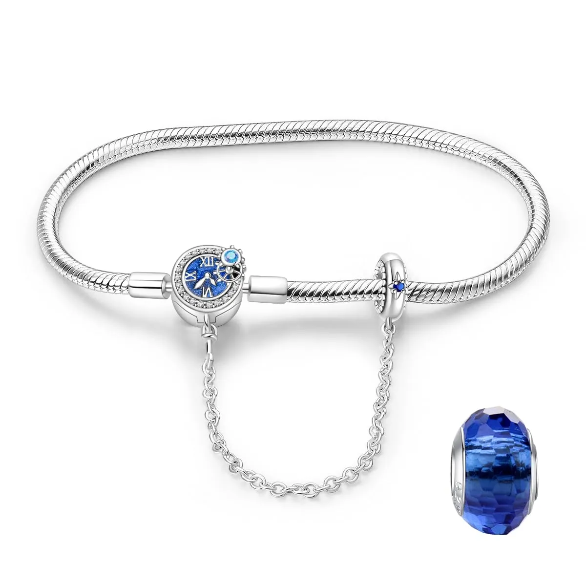 LNQOBU Bracciale in Argento Sterling Maglia Snake con Chiusura a Cuore Compatibile con Pandora Europei Charms da Donna, 20 cm - immagine 1
