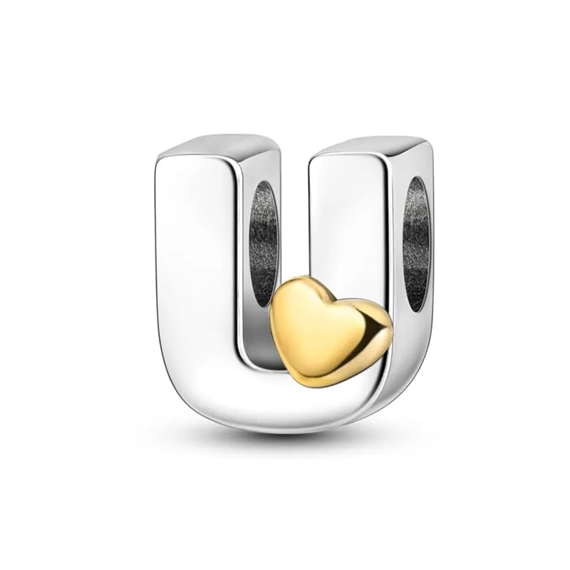 KUNSIR Ciondolo Lettere in Argento Sterling 925 con Cubic Zirconia per Braccialetti e Collane Europei - immagine 1