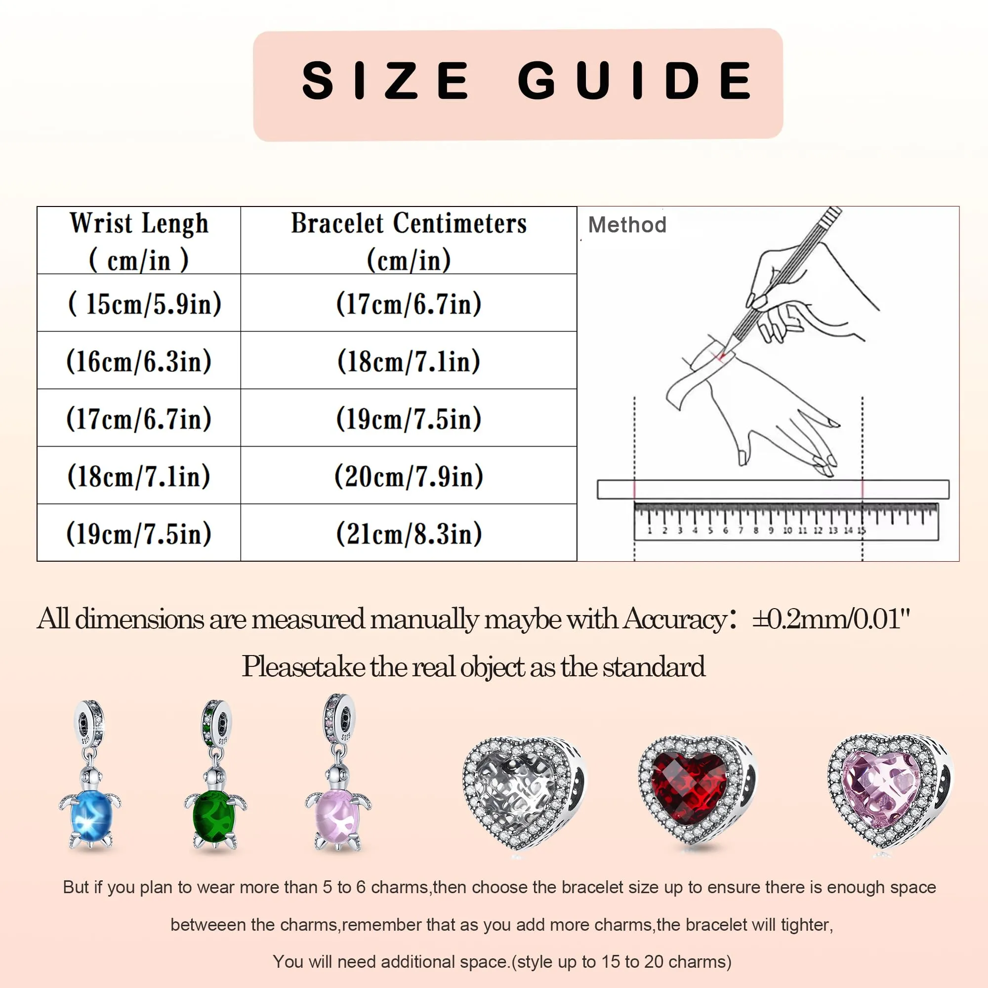 LNQOBU Bracciale in Argento Sterling Maglia Snake con Chiusura a Cuore Compatibile con Pandora Europei Charms da Donna, 19 cm - immagine 6