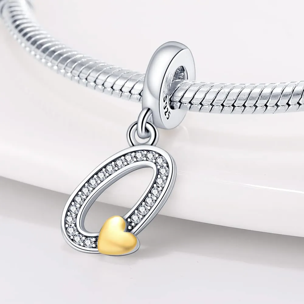 KUNSIR Ciondolo Lettere in Argento Sterling 925 con Cubic Zirconia per Braccialetti e Collane Europee - immagine 2
