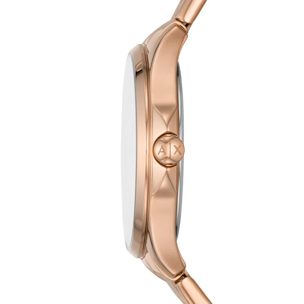 Armani Exchange Lady Hampton AX5264 Orologio da Donna, Quartz 3 Pointer, Tono oro rosa con glitter - immagine 4