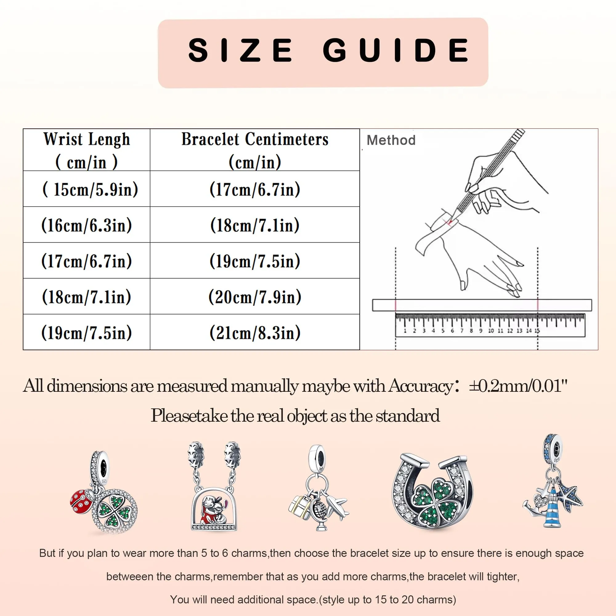 LNQOBU Bracciale in Argento Sterling con Maglia Snake e Chiusura a Cuore, Compatibile con Pandora e Charms Europei da Donna, 20 cm - immagine 6