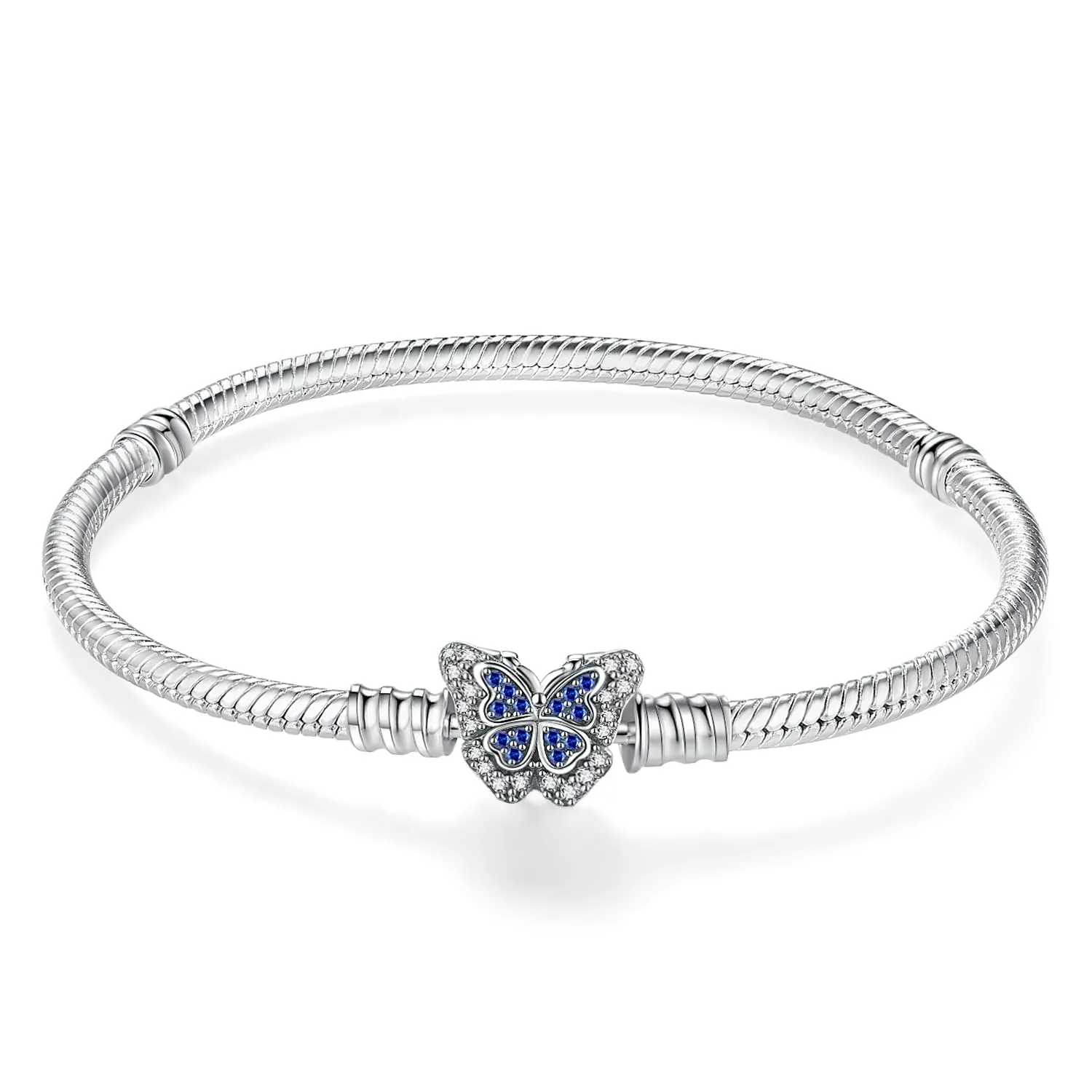 LNQOBU Bracciale in Argento Sterling Maglia Snake con Chiusura a Cuore Compatibile con Pandora Europei Charms da Donna, 18 cm - immagine 1