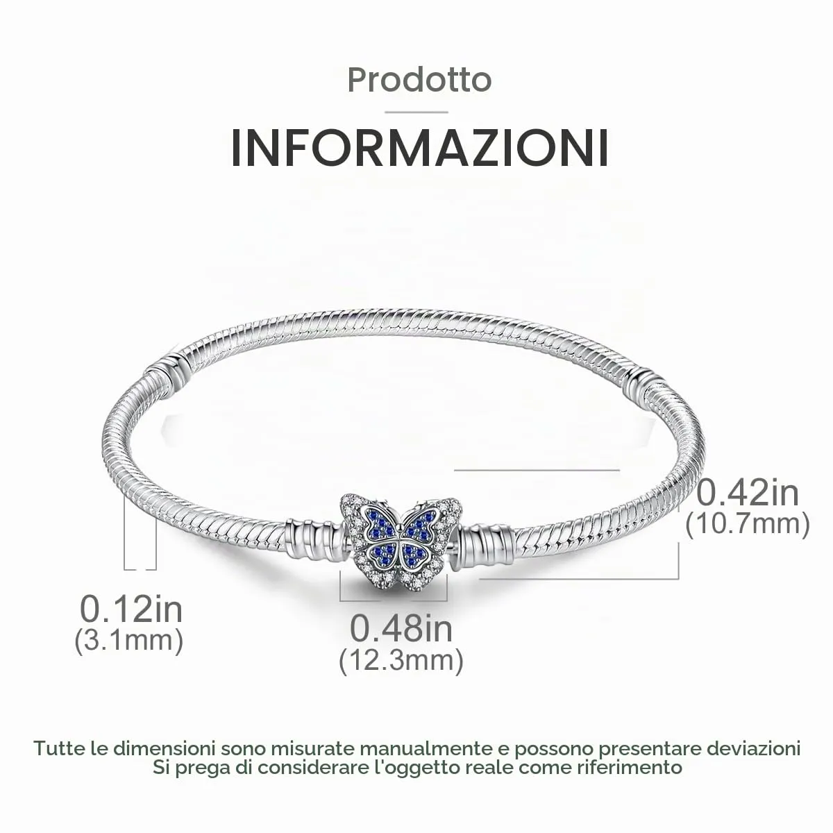 LNQOBU Bracciale in Argento con Maglia Snake e Chiusura a Cuore Compatibile con Pandora Charms Europei da Donna - immagine 3