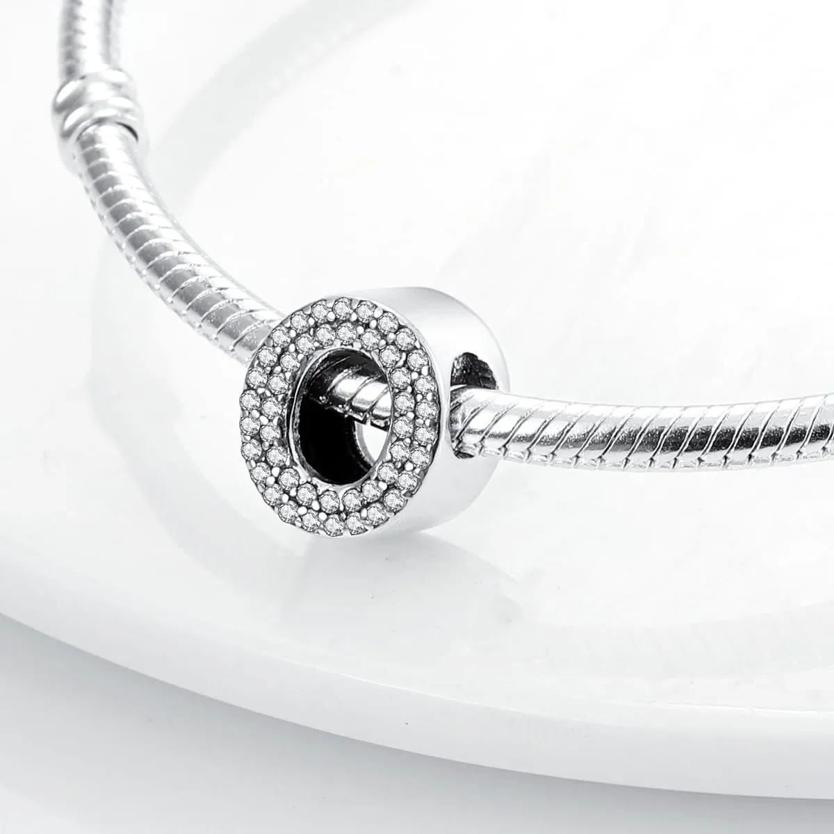 KUNSIR Ciondolo Lettere in Argento Sterling 925 con Cubic Zirconia, Compatibile con Braccialetti e Collane Europei - immagine 2