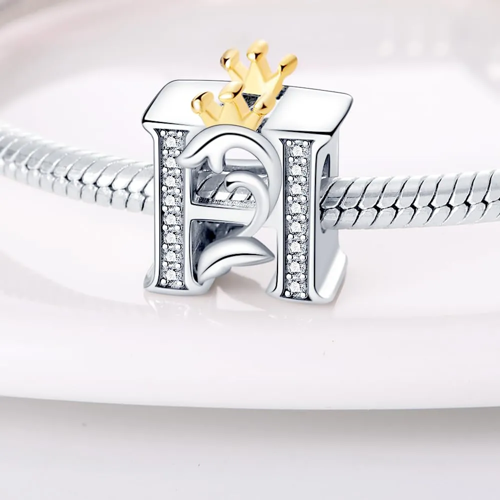 KUNSIR Ciondolo Lettere in Argento Sterling 925 con Cubic Zirconia per Braccialetti e Collane Europei - immagine 2