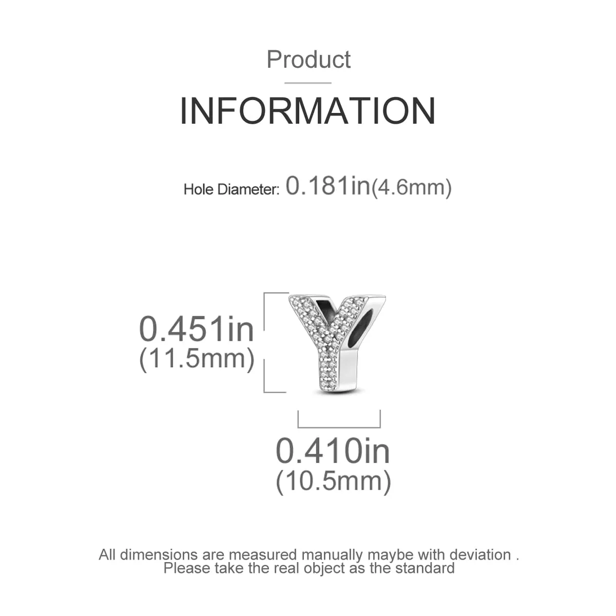 KUNSIR Ciondolo Lettere in Argento Sterling 925 con Cubic Zirconia, Compatibile con Braccialetti e Collane Europei - immagine 6