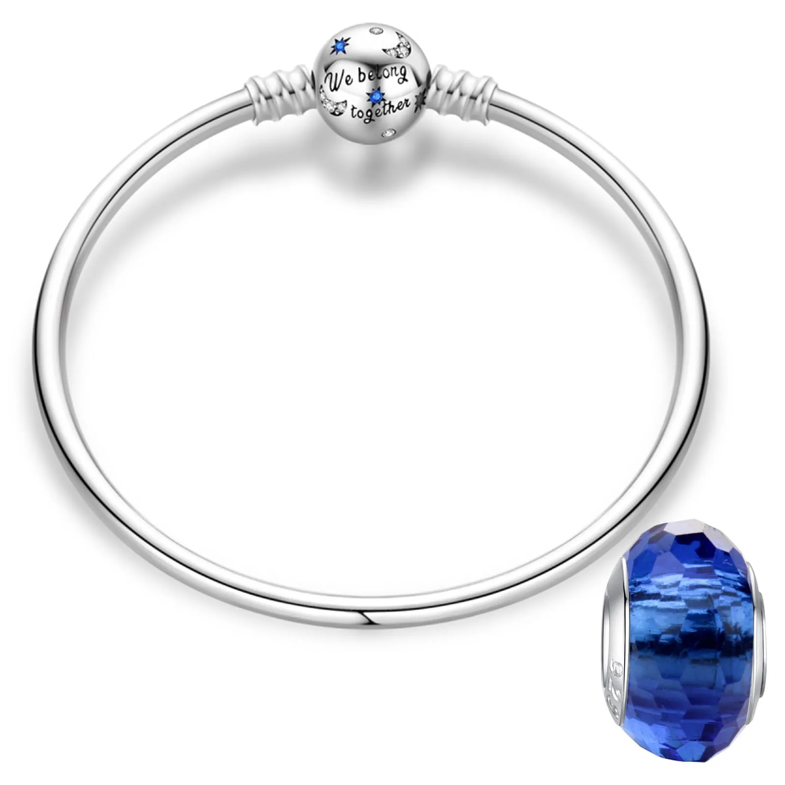 LNQOBU Bracciale in Argento Sterling con Maglia Snake e Chiusura a Cuore per Charms Europei, 19 cm - immagine 1