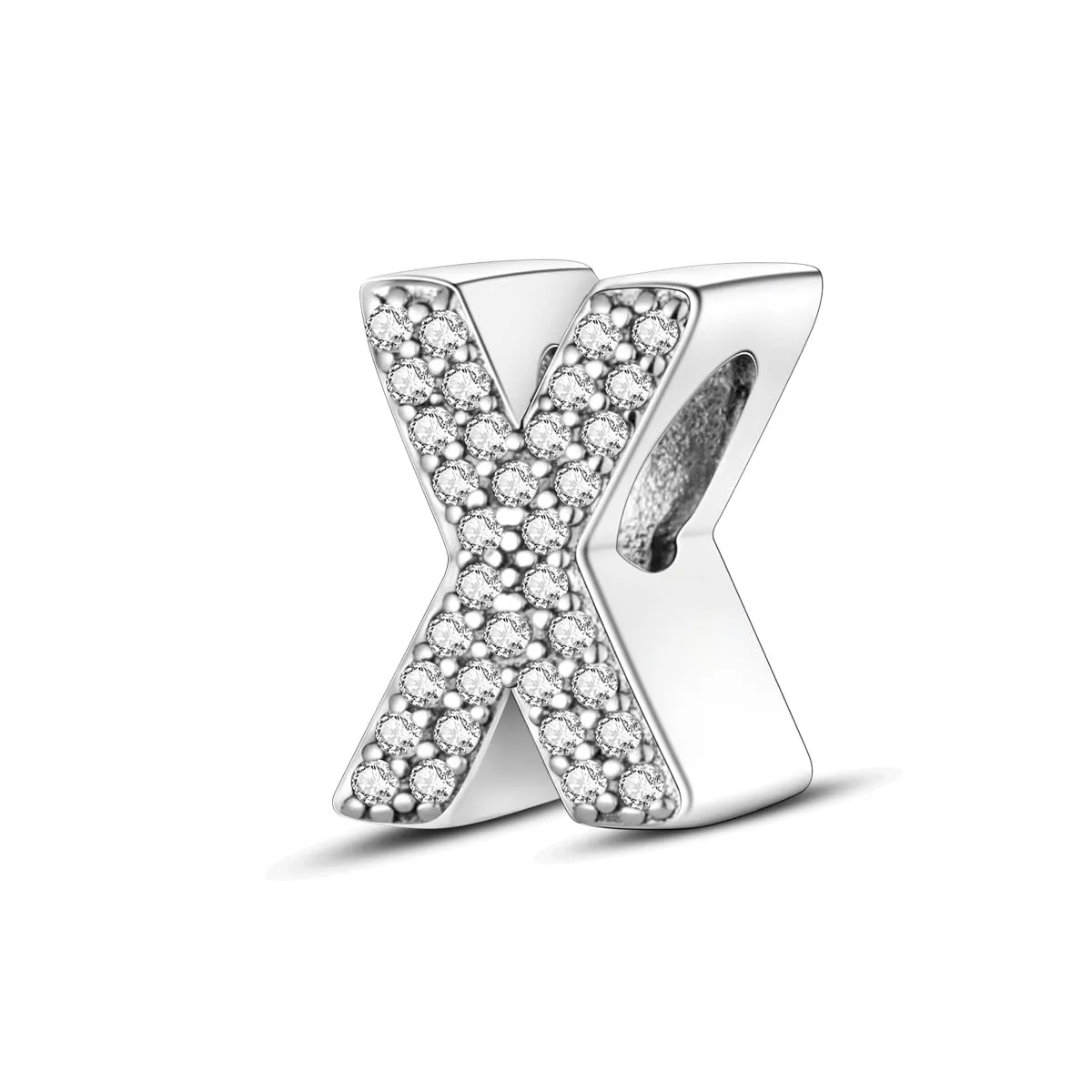 KUNSIR Ciondolo Lettere in Argento Sterling 925 e Cubic Zirconia per Braccialetti e Collane Europei - immagine 1
