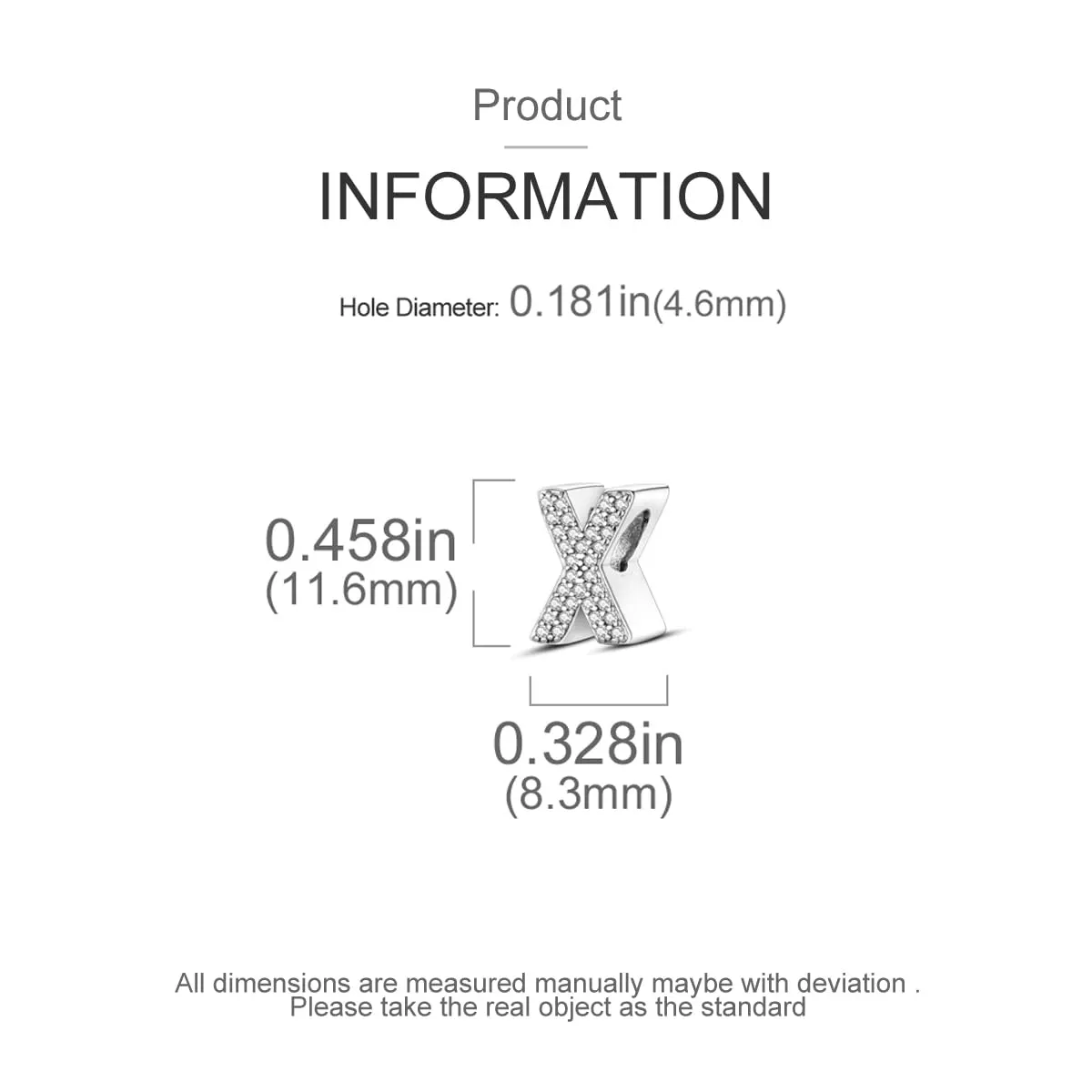KUNSIR Ciondolo Lettere in Argento Sterling 925 e Cubic Zirconia per Braccialetti e Collane Europei - immagine 6