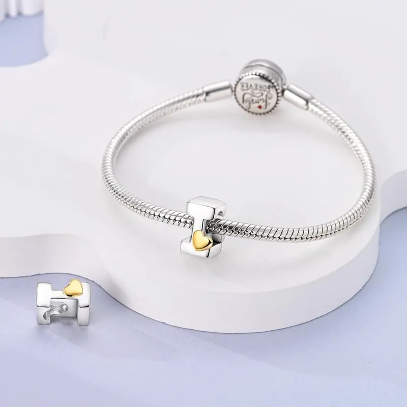 KUNSIR Bead Charm Lettere in Argento Sterling 925 con Cubic Zirconia per Braccialetti e Collane Europei - immagine 3