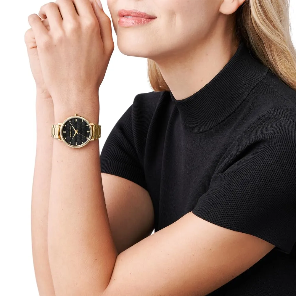 Michael Kors Pyper Orologio Donna MK4916 Acciaio Inossidabile 38mm Nero Jet e Oro - immagine 2