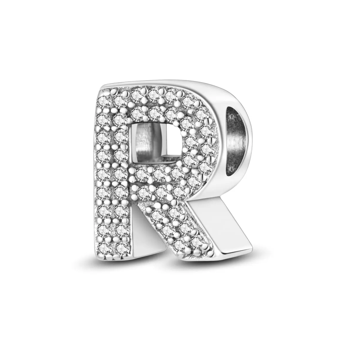 KUNSIR Ciondolo Lettere in Argento Sterling 925 con Cubic Zirconia per Braccialetti e Collane Europei - immagine 1