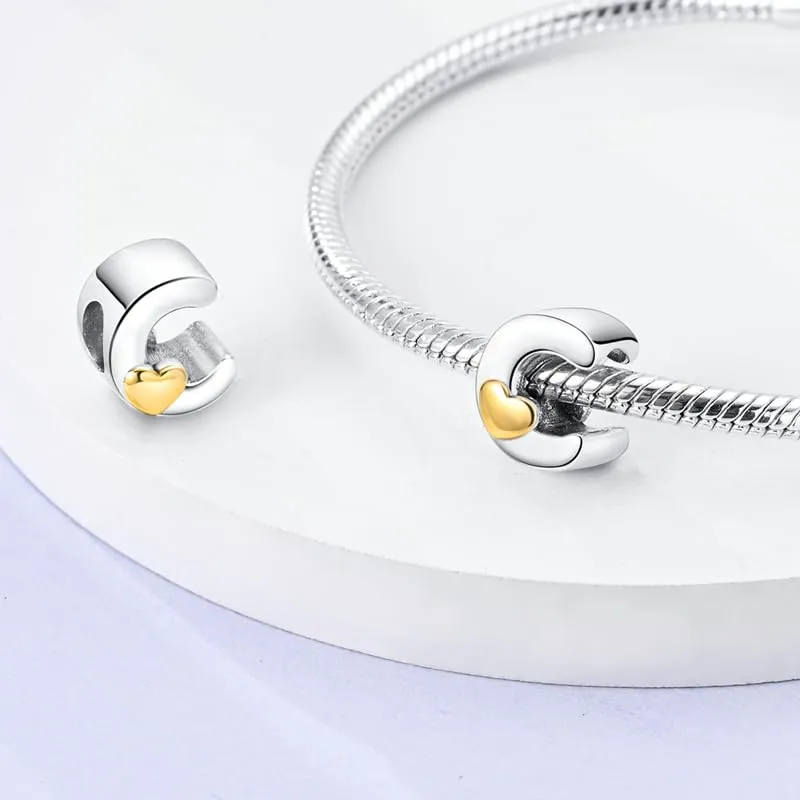 KUNSIR Ciondolo Lettere in Argento Sterling 925 con Cubic Zirconia per Braccialetti e Collane Europei - immagine 2