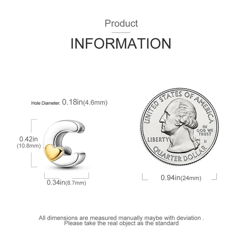 KUNSIR Ciondolo Lettere in Argento Sterling 925 con Cubic Zirconia per Braccialetti e Collane Europei - immagine 5