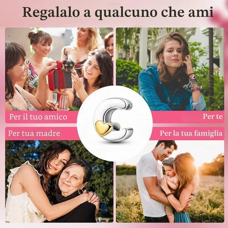 KUNSIR Ciondolo Lettere in Argento Sterling 925 con Cubic Zirconia per Braccialetti e Collane Europei - immagine 6