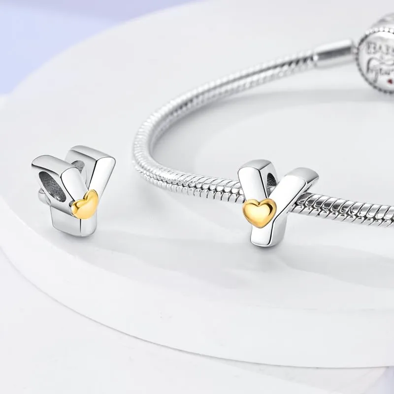 KUNSIR Ciondolo Lettere in Argento Sterling 925 con Cubic Zirconia per Braccialetti e Collane Europei - immagine 2