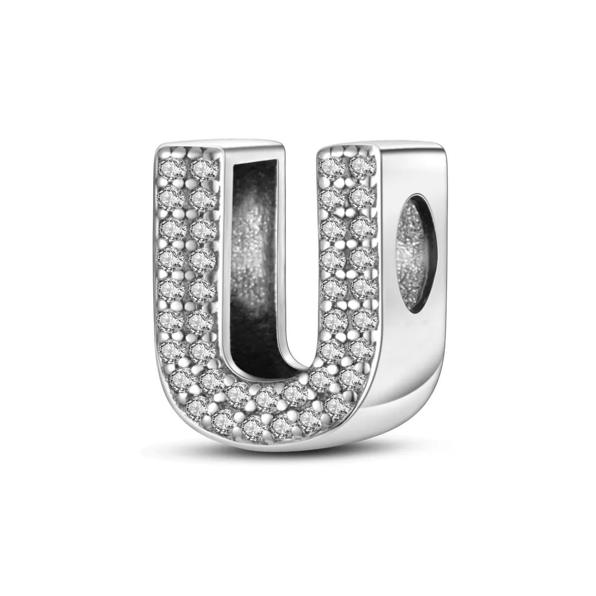 KUNSIR Bead Charm Ciondolo Argento Sterling 925 Lettere con Cubic Zirconia per Braccialetti e Collane Europei - immagine 1