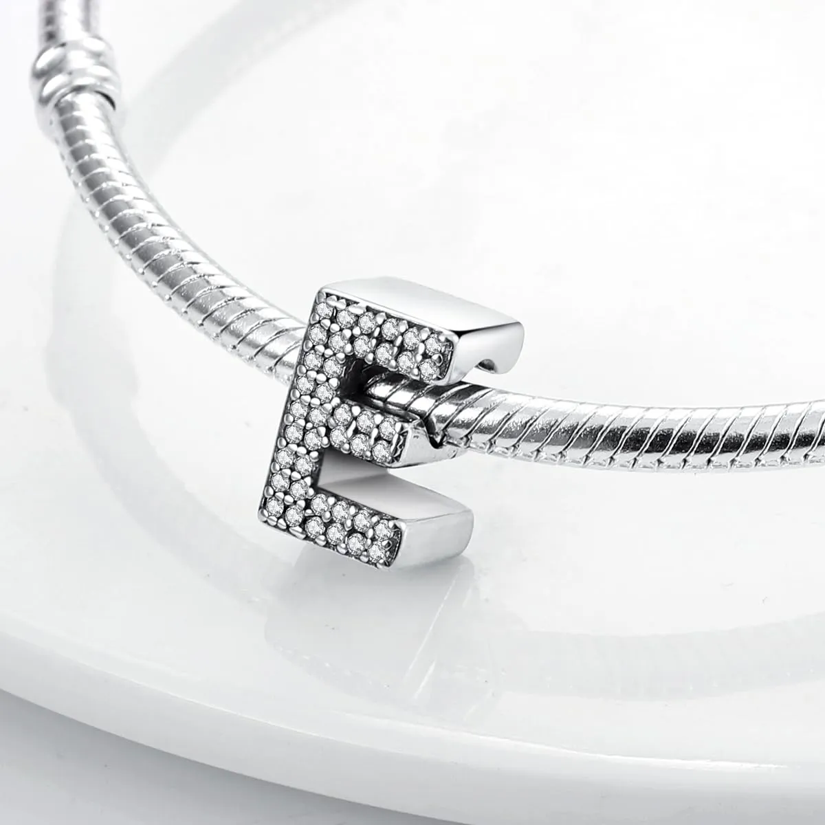 KUNSIR Ciondolo Lettere in Argento Sterling 925 con Cubic Zirconia per Braccialetti e Collane Europei - immagine 2