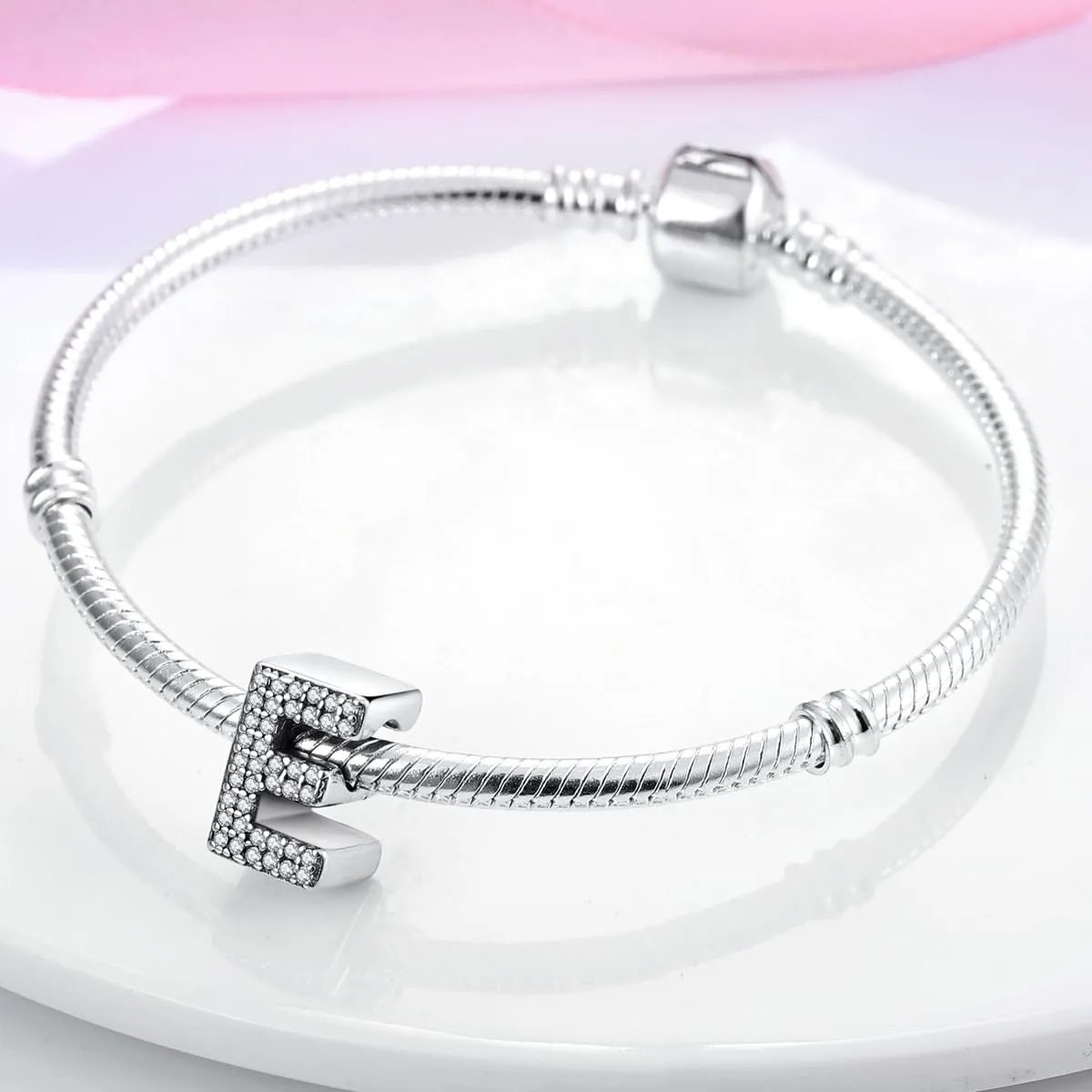 KUNSIR Ciondolo Lettere in Argento Sterling 925 con Cubic Zirconia per Braccialetti e Collane Europei - immagine 3